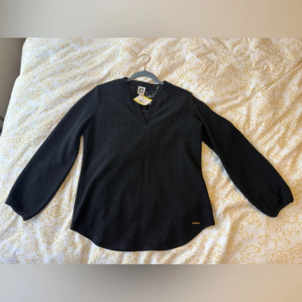 Anne Klein Black Textured Knit Top - Picture 6 of 7
